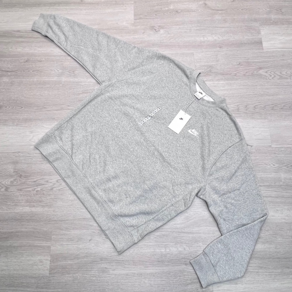 Nike Mens Club Fleece Crewneck Sweatshirt Grey BV2662-063 XL NEW